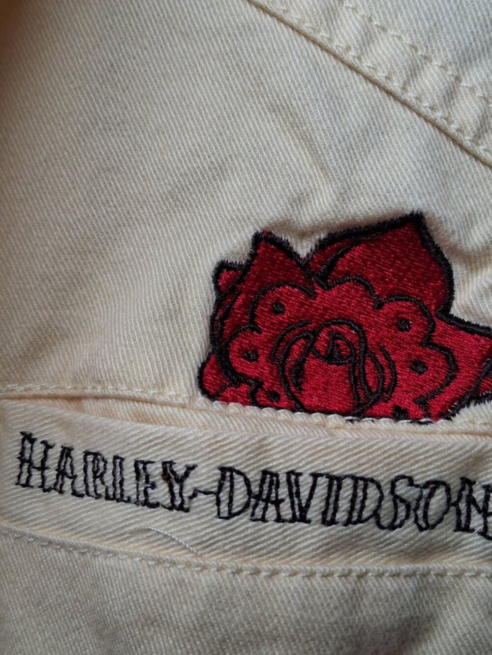 Harley Davidson Motorcycles Jacket Girls 5 Yellow Twill Tattoo Eagle Bird Rose - Picture 15 of 16